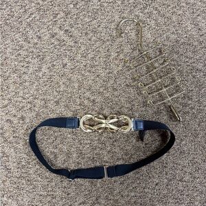 BCBGMaxAzria Black Belt with Gold Buckle